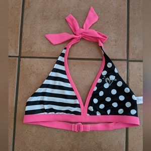 Girls Justice Polka Dot Strip Bikini Top - Size 12